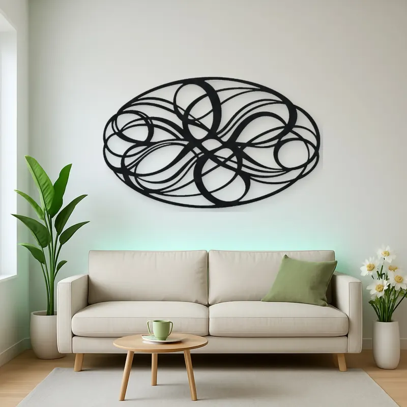 Woven Oval Network Metal Wall Art | Modern Abstract Metal Decor