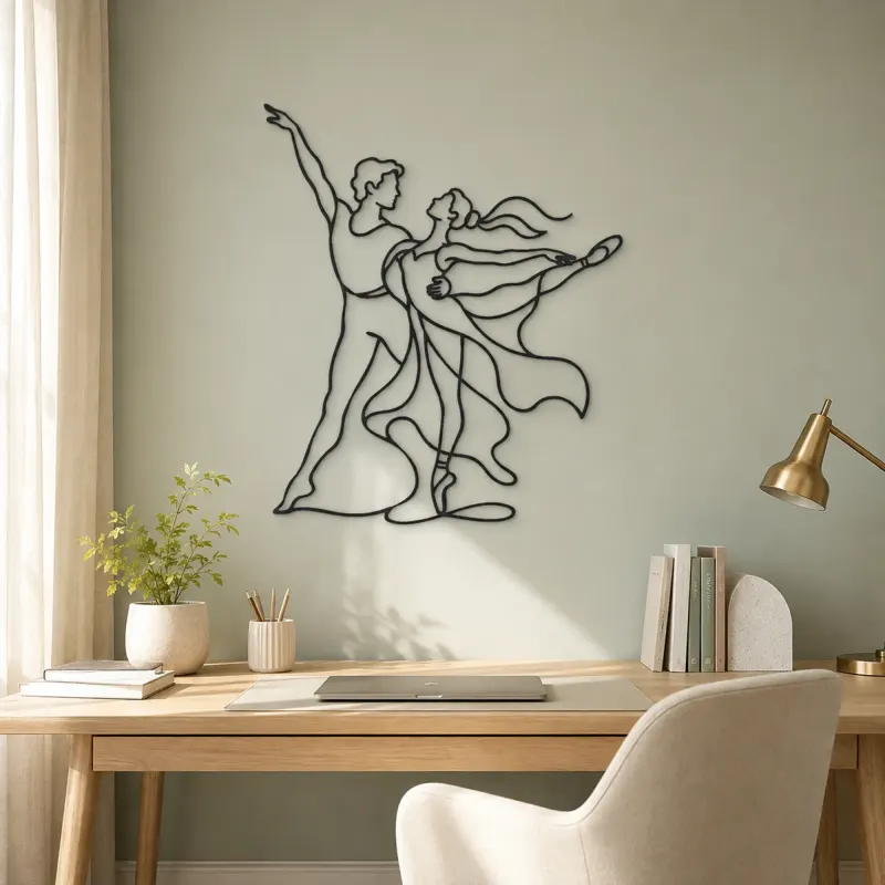 Ballet Pas De Deux Metal Wall Art | Couple Dance Wall Decor - lifestyle view 4