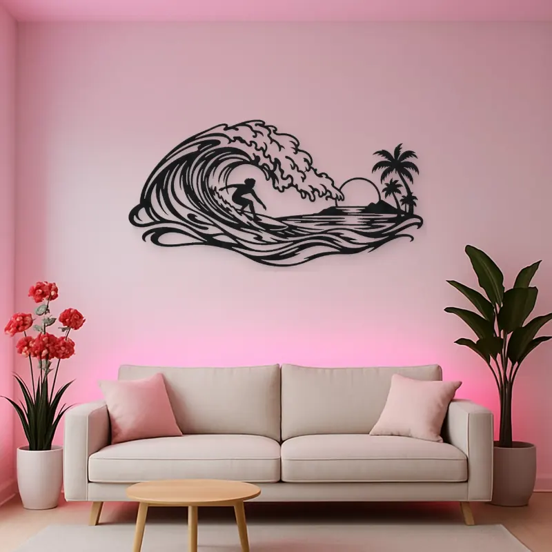 Surfer on the Curl Metal Wall Art | Coastal and Nautical Wall Decor