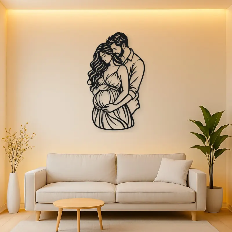 Expecting Parents Metal Wall Art | Family Silhouette Decor