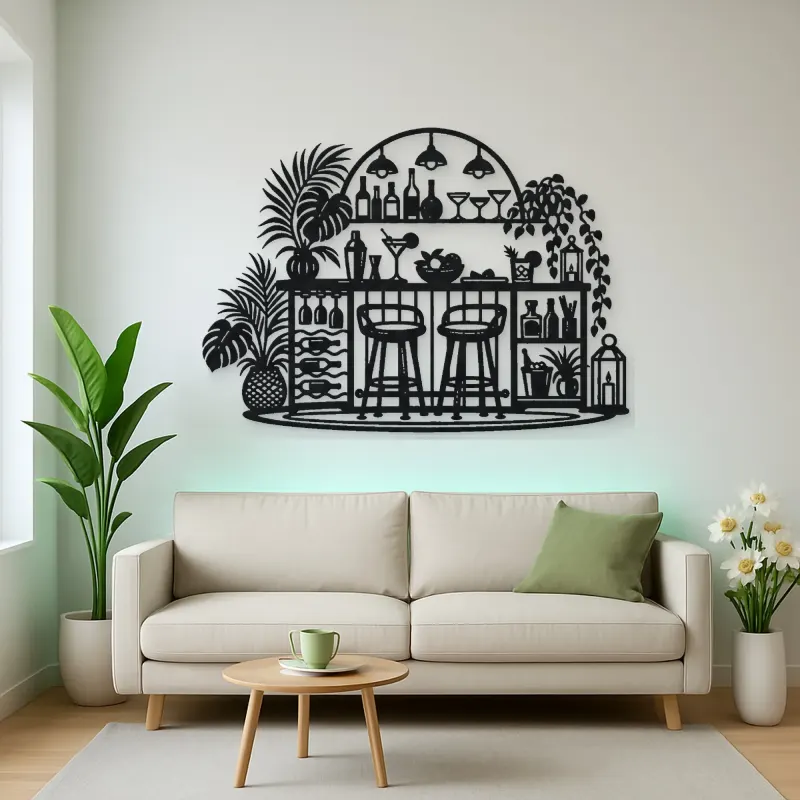 Cocktail Bar Flow Metal Wall Art | Cozy Home Metal Decor