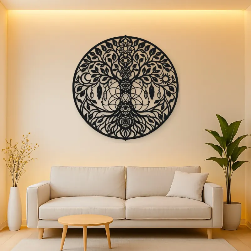 Seven Chakra Tree Metal Wall Art | Botanical Metal Wall Decor