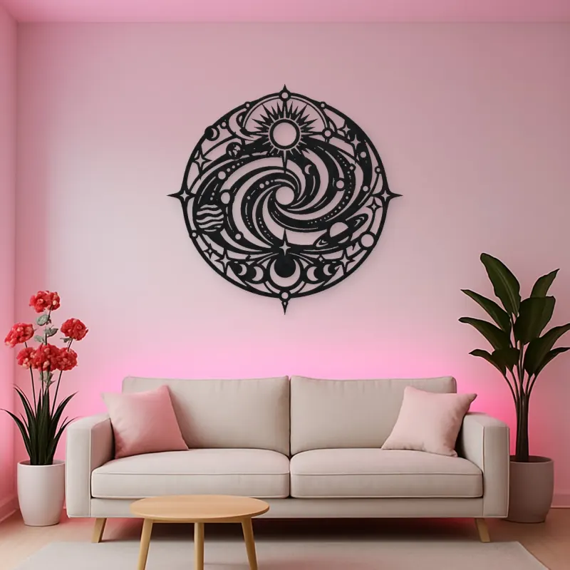 Galaxy Spiral Emblem Metal Wall Art | Celestial Boho Wall Decor