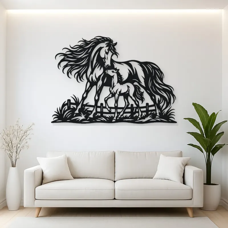 Mare and Foal Metal Wall Art | Equestrian Wall Decor