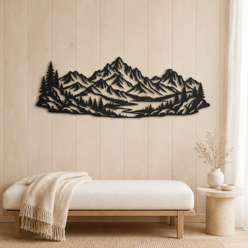 Rocky Ridge Panorama Metal Wall Art | Nature Silhouette Decor - lifestyle view 5