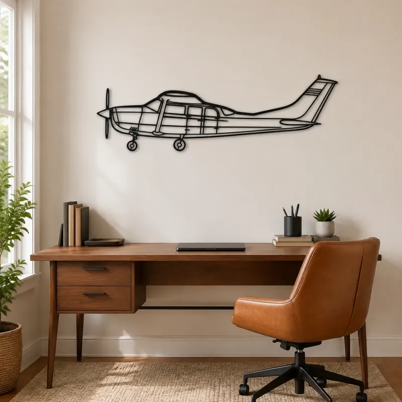 206 Airplane Silhouette Metal Wall Art, Metal Aircraft Silhouette, Aviation Wall Decor, Aviator Decor - lifestyle view 4