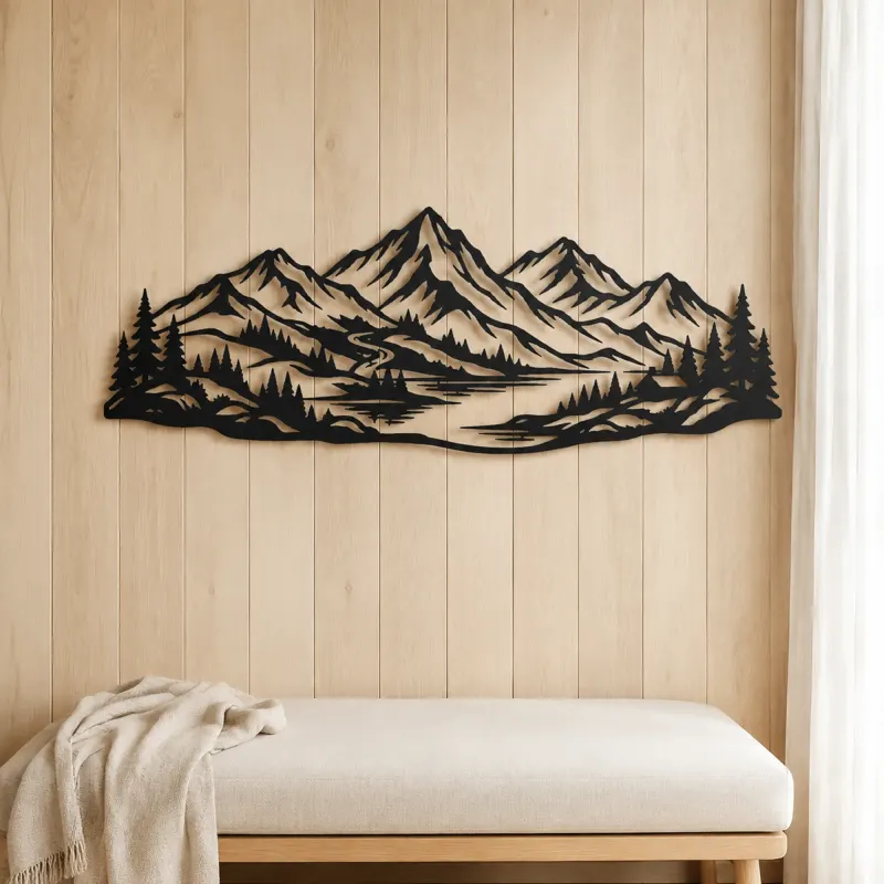 Soft Scandinavian Peaks Metal Wall Art | Modern Abstract Metal Decor - lifestyle view 5