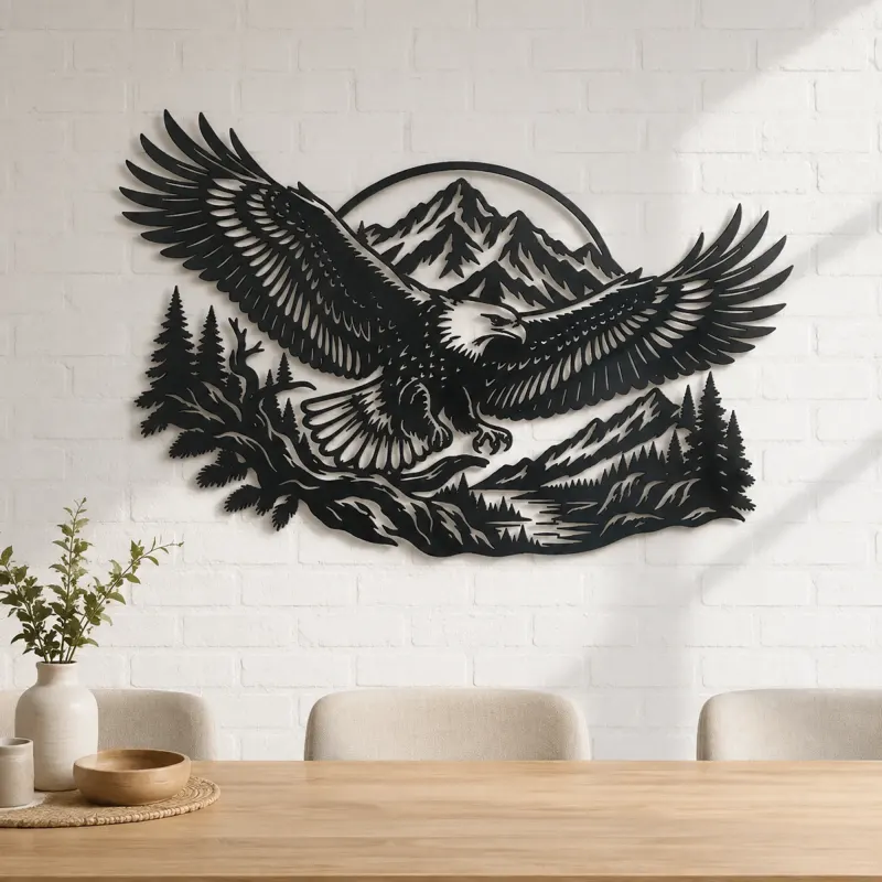 Eagle Mountain Flight Metal Wall Art | Wildlife Silhouette Decor - lifestyle view 4