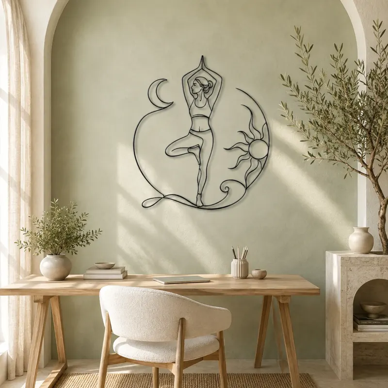 Tree Pose Balance Metal Wall Art | Yoga and Meditation Wall Decor - lifestyle view 4