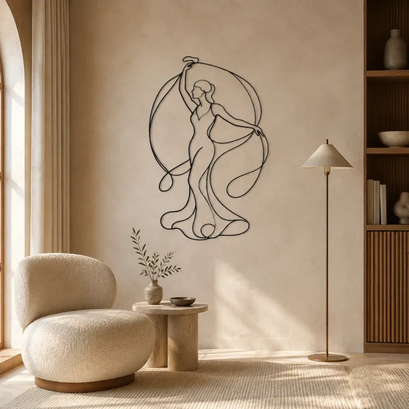 Woman with Silk Ribbon Metal Wall Art | Feminine Figure Wall Decor - lifestyle view 5