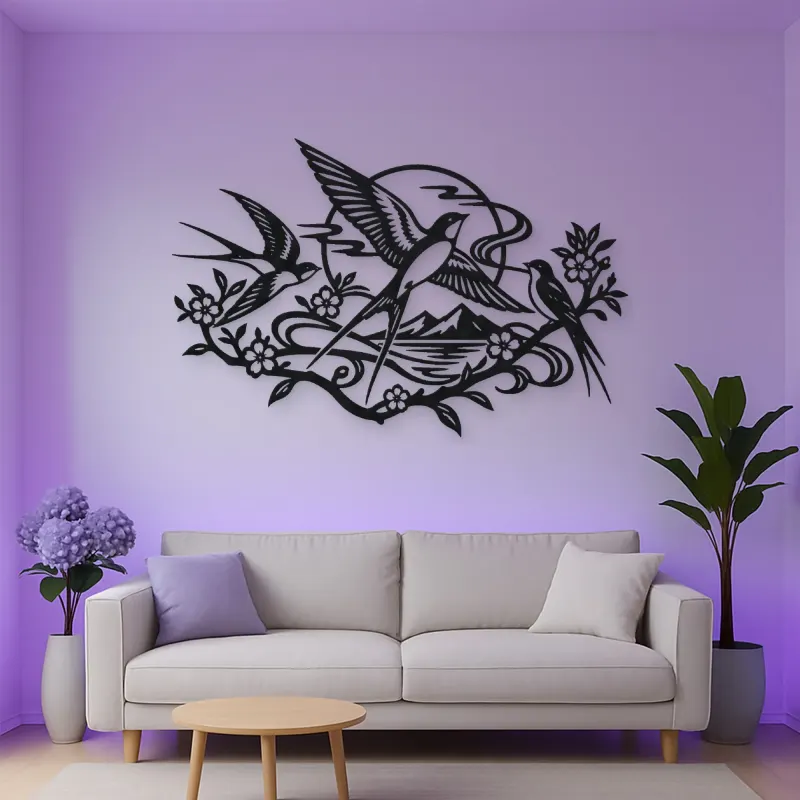 Swallow Flight Flow Metal Wall Art | Wildlife Silhouette Decor
