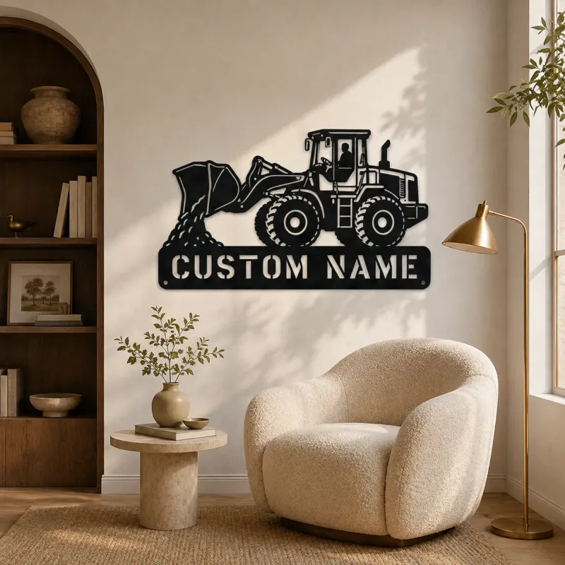 Personalized Wheel Loader Dumping Material Metal Wall Art - lifestyle view 5