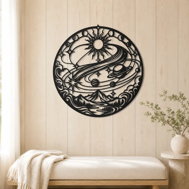 Comet Trail Curve Metal Wall Art | Nature Silhouette Decor - lifestyle view 5