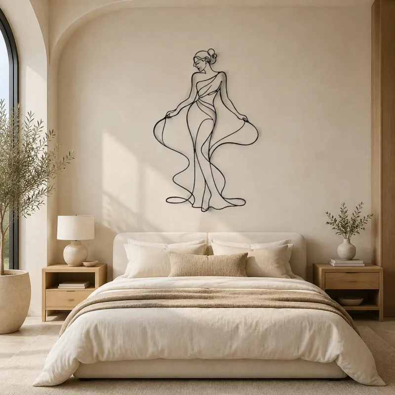 Silk Ribbon Woman Metal Wall Art | Fashion Figure Wall Decor - lifestyle view 2