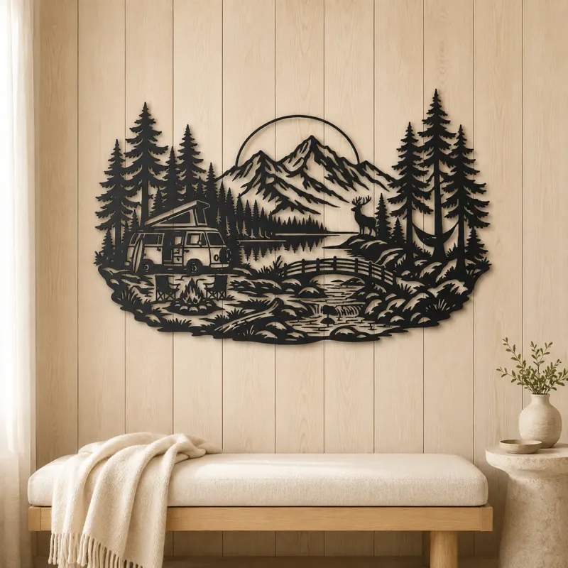 Camper Van Forest Metal Wall Art | Travel and City Wall Decor - lifestyle view 5