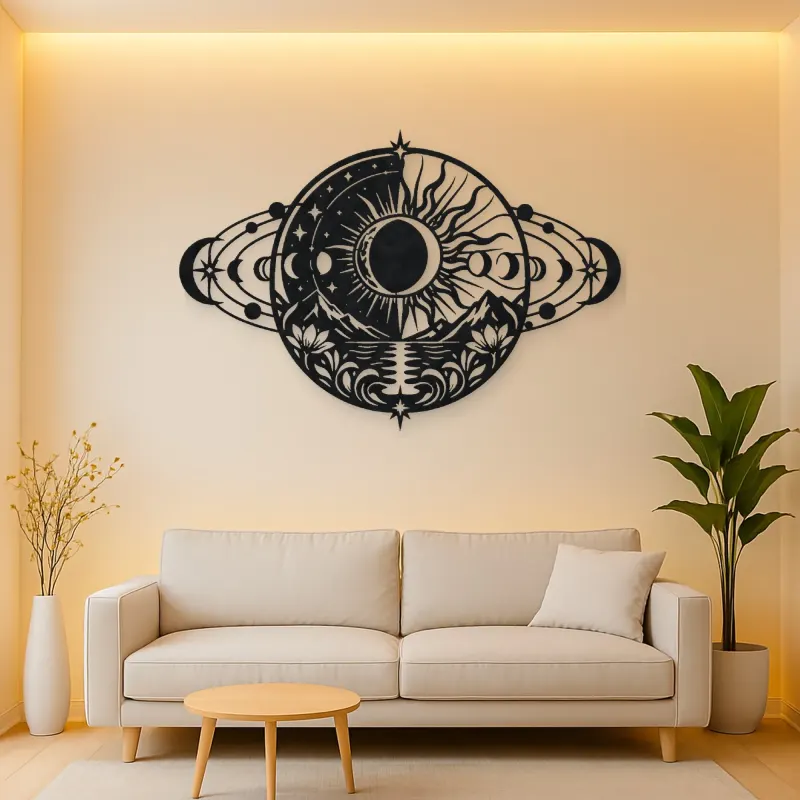 Eclipse Harmony Metal Wall Art | Celestial Boho Wall Decor