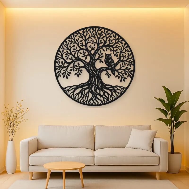 Tree with Owl Metal Wall Art | Wildlife Silhouette Decor