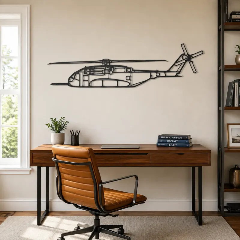 CH-53K King Stallion Helicopter Silhouette Metal Wall Art, Home Decor, Birthday Gift, Aircraft Silhouette - lifestyle view 4