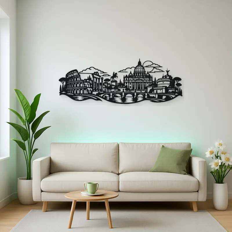 Rome Skyline Flow Metal Wall Art | Travel and City Wall Decor