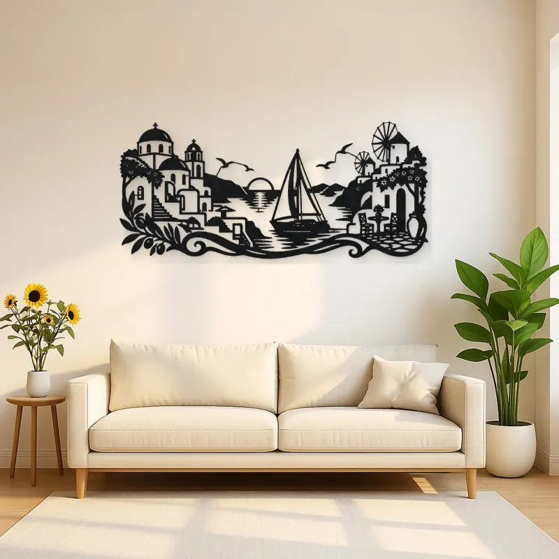 Greek Island Sail Metal Wall Art | Coastal and Nautical Wall Decor