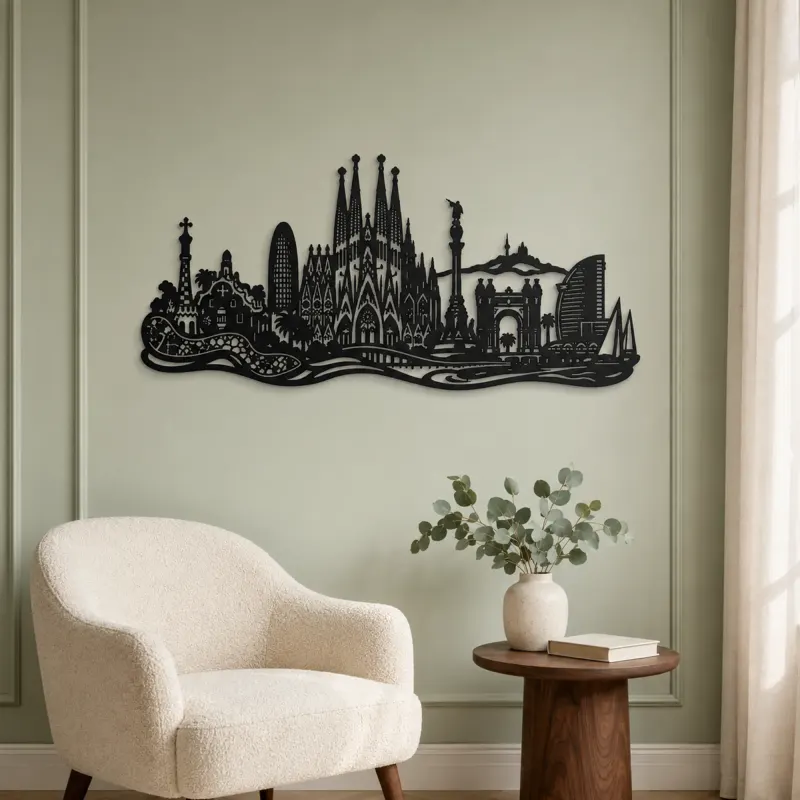 Barcelona Architecture Metal Wall Art | Travel and City Wall Decor - lifestyle view 2
