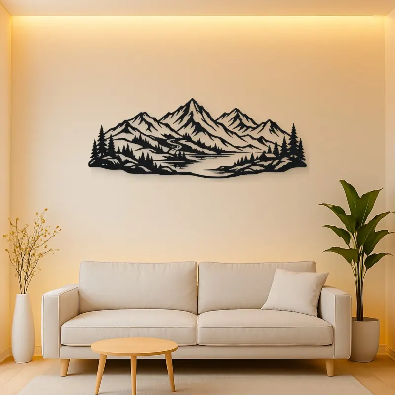 Soft Scandinavian Peaks Metal Wall Art | Modern Abstract Metal Decor