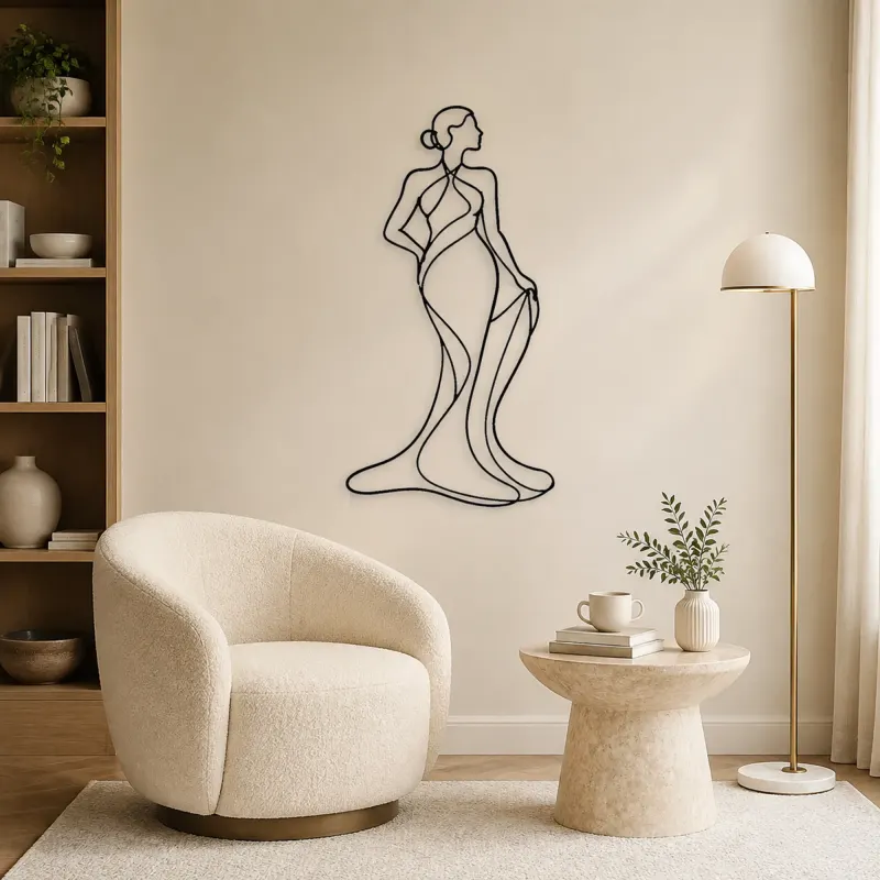 Artistic Torso Flow Metal Wall Art | Feminine Figure Wall Decor - lifestyle view 5