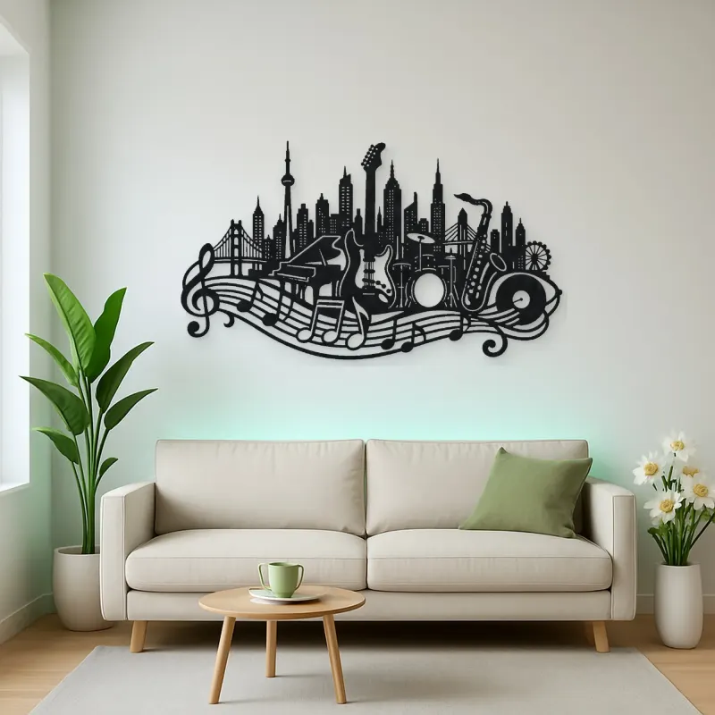 Musical City Skyline Metal Wall Art | Travel and City Wall Decor