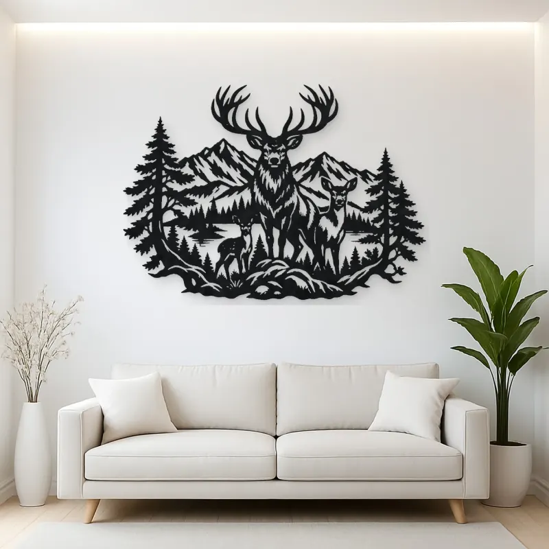 Stag Mountain Crest Metal Wall Art