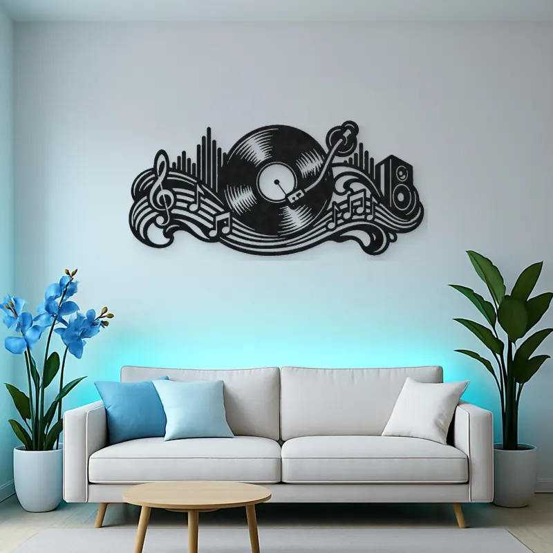 Vinyl Record Wave Metal Wall Art | Music Room Wall Decor