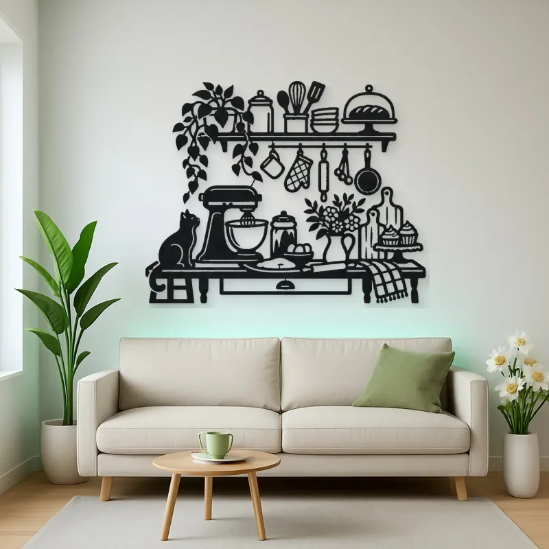 Baker Kitchen Line Metal Wall Art | Cozy Home Metal Decor