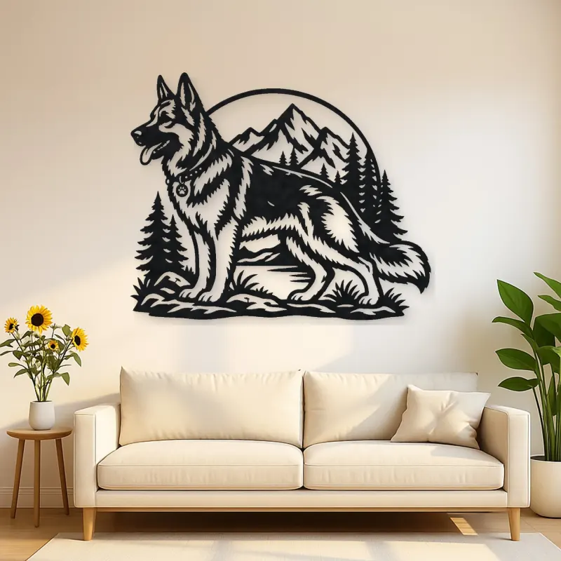 German Shepherd Profile Metal Wall Art | Pet Lover Silhouette Decor