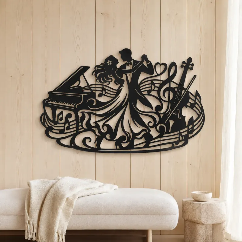Dancing Couple Music Metal Wall Art | Romantic Couple Decor - lifestyle view 5