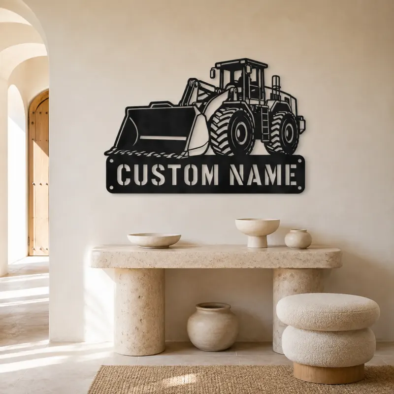 Personalized Heavy Wheel Loader Oversized Bucket Metal Wall Art - lifestyle view 3