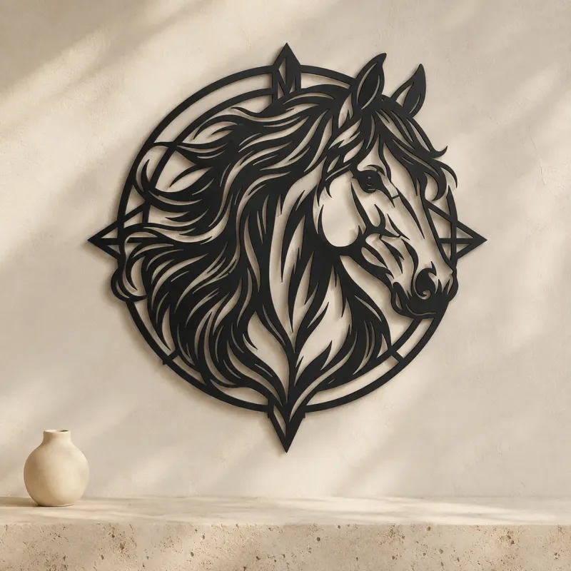 Horse Head Geometric Metal Wall Art | Equestrian Wall Decor - lifestyle view 3