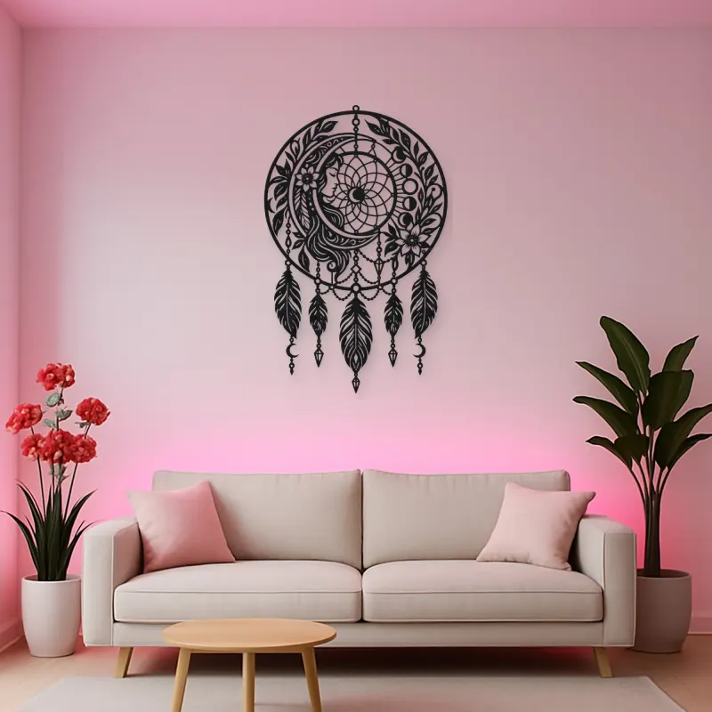 Dreamcatcher Moon Metal Wall Art | Spiritual Boho Metal Decor