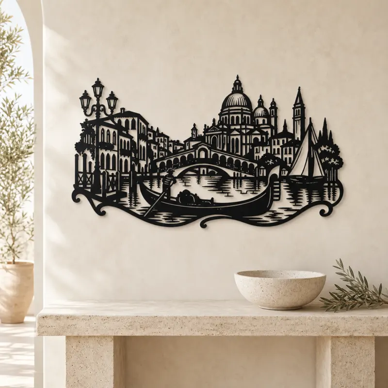 Venice Gondola Curve Metal Wall Art | Travel and City Wall Decor - lifestyle view 3