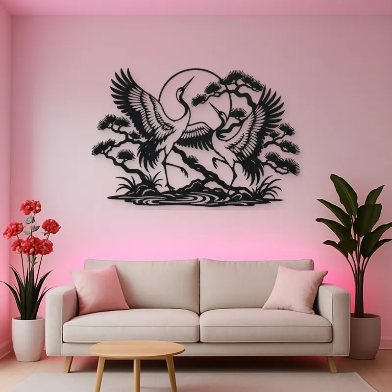 Crane Dance Metal Wall Art | Wildlife Silhouette Decor