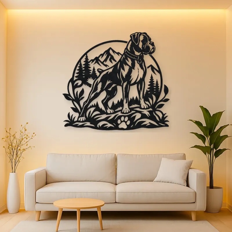 Boxer Strong Profile Metal Wall Art | Pet Lover Silhouette Decor
