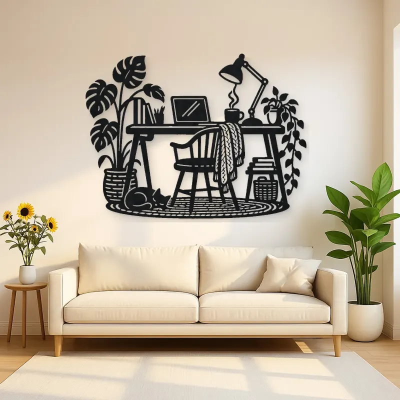 Desk and Lamp Metal Wall Art | Cozy Home Metal Decor