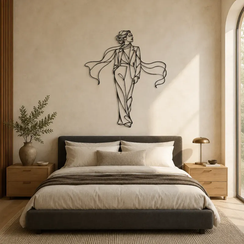 Dramatic Scarf Model Metal Wall Art | Fashion Figure Wall Decor - lifestyle view 5