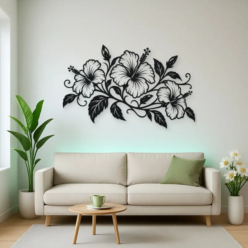Hibiscus Flow Metal Wall Art | Botanical Metal Wall Decor