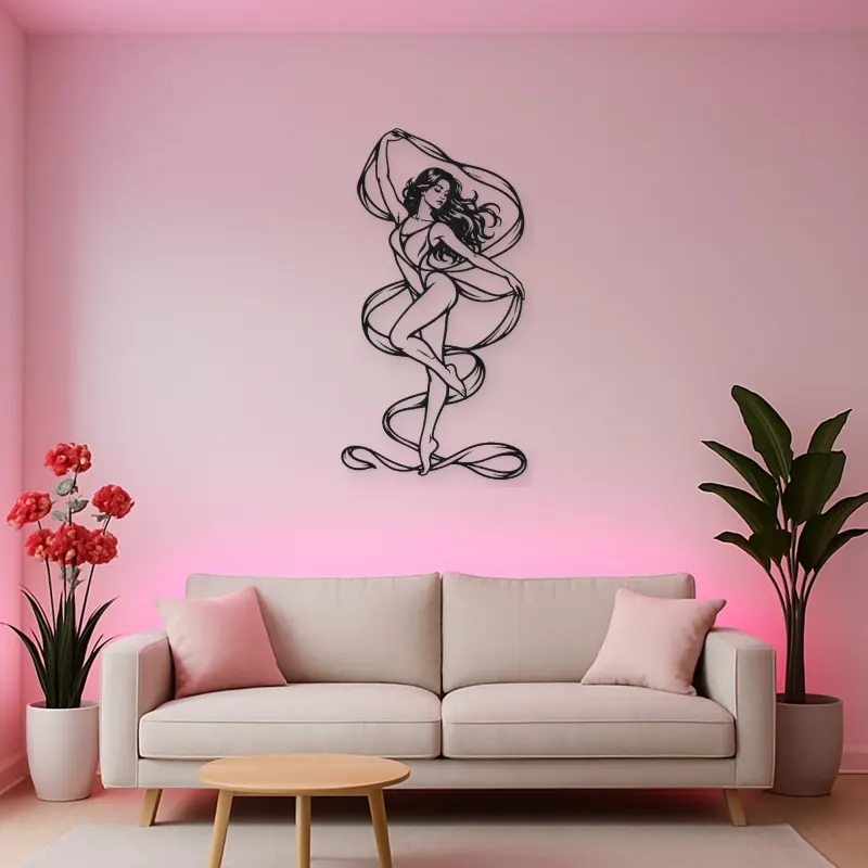 Silk Ribbon Pose Metal Wall Art | Movement Silhouette Decor