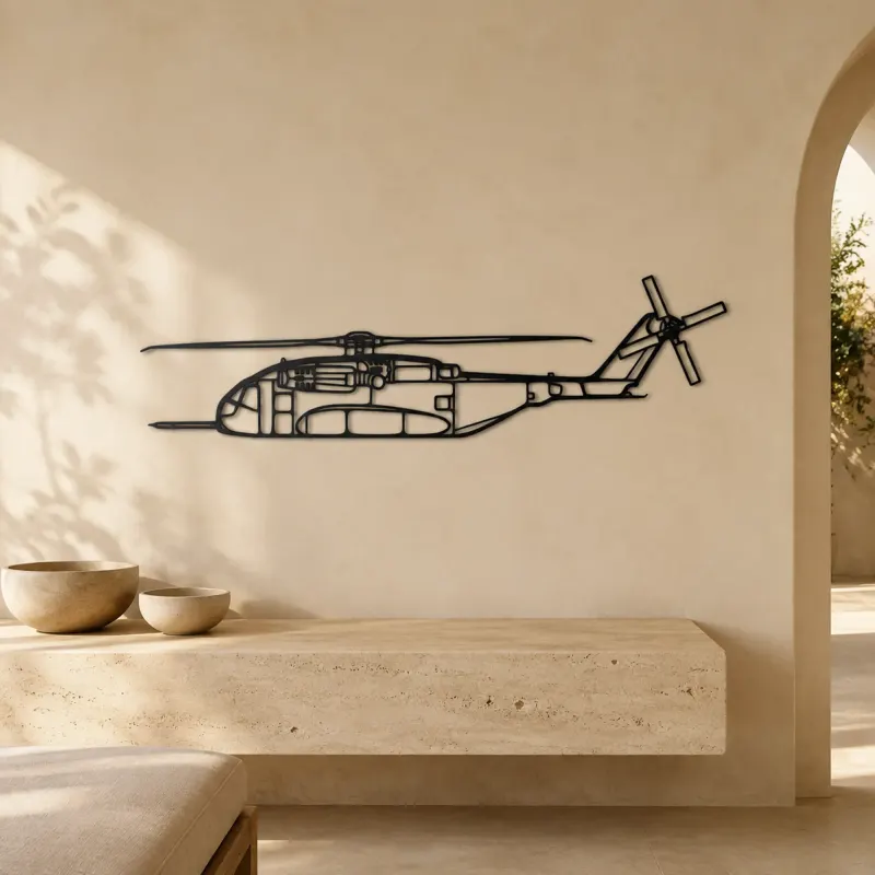 CH-53K King Stallion Helicopter Silhouette Metal Wall Art, Home Decor, Birthday Gift, Aircraft Silhouette - lifestyle view 3