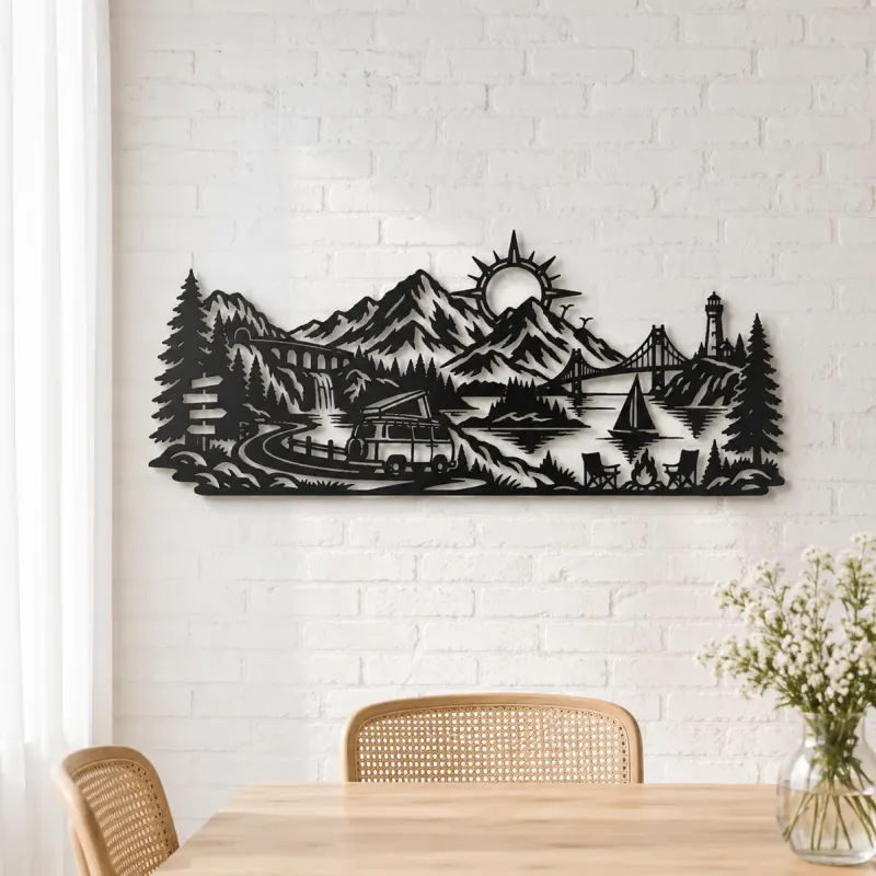 Mountain Camper Journey Metal Wall Art | Travel and City Wall Decor - lifestyle view 4