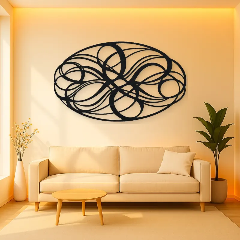 Woven Oval Network Metal Wall Art | Modern Abstract Metal Decor