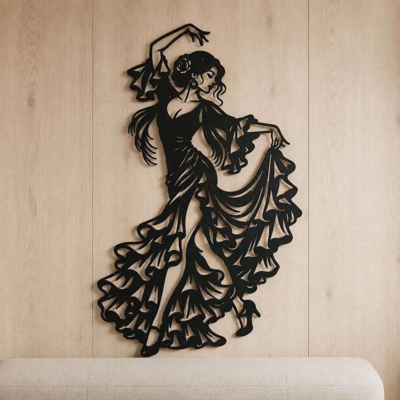 Flamenco Flow Metal Wall Art | Movement Silhouette Decor - lifestyle view 5