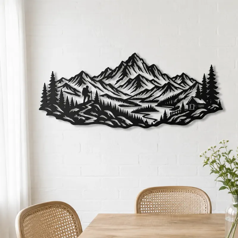 Wild Summit Trail Metal Wall Art | Nature Silhouette Decor - lifestyle view 4