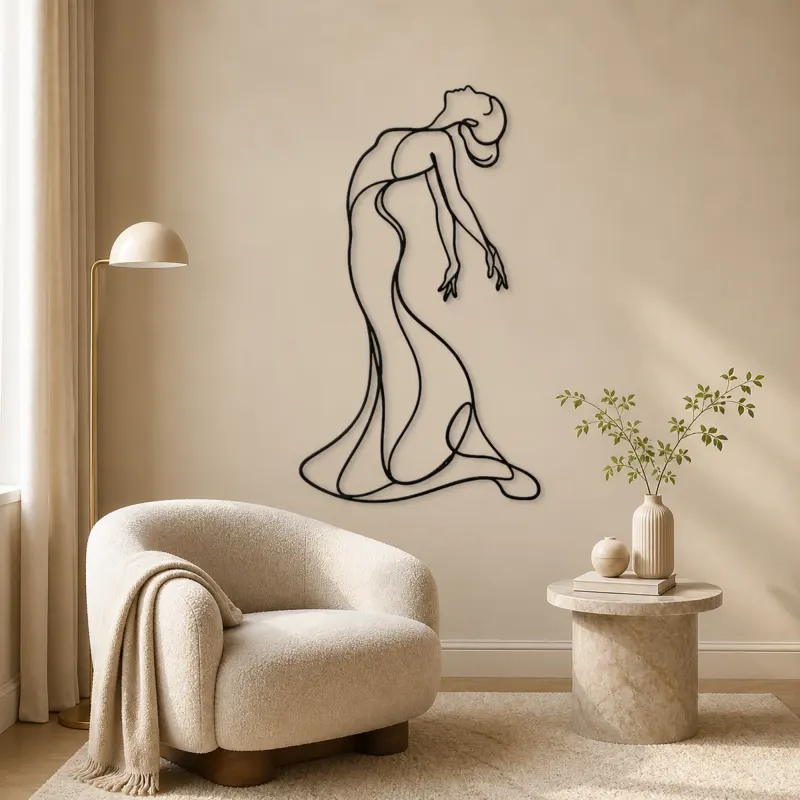 Arched Back Flow Metal Wall Art | Feminine Figure Wall Decor - lifestyle view 5