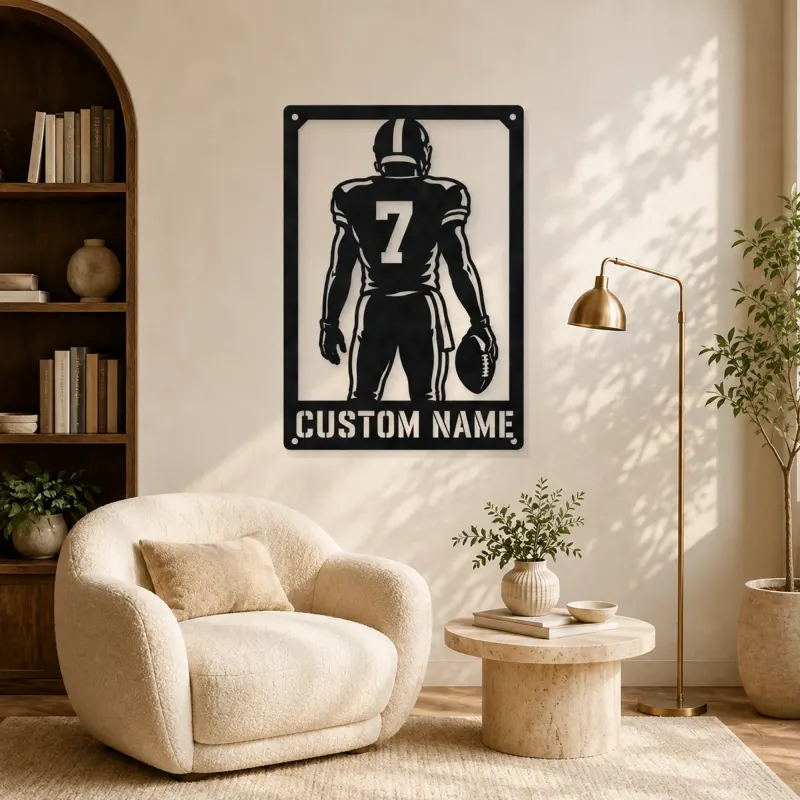 Personalized Number 7 Football Player Back View Metal Wall Art - lifestyle view 5